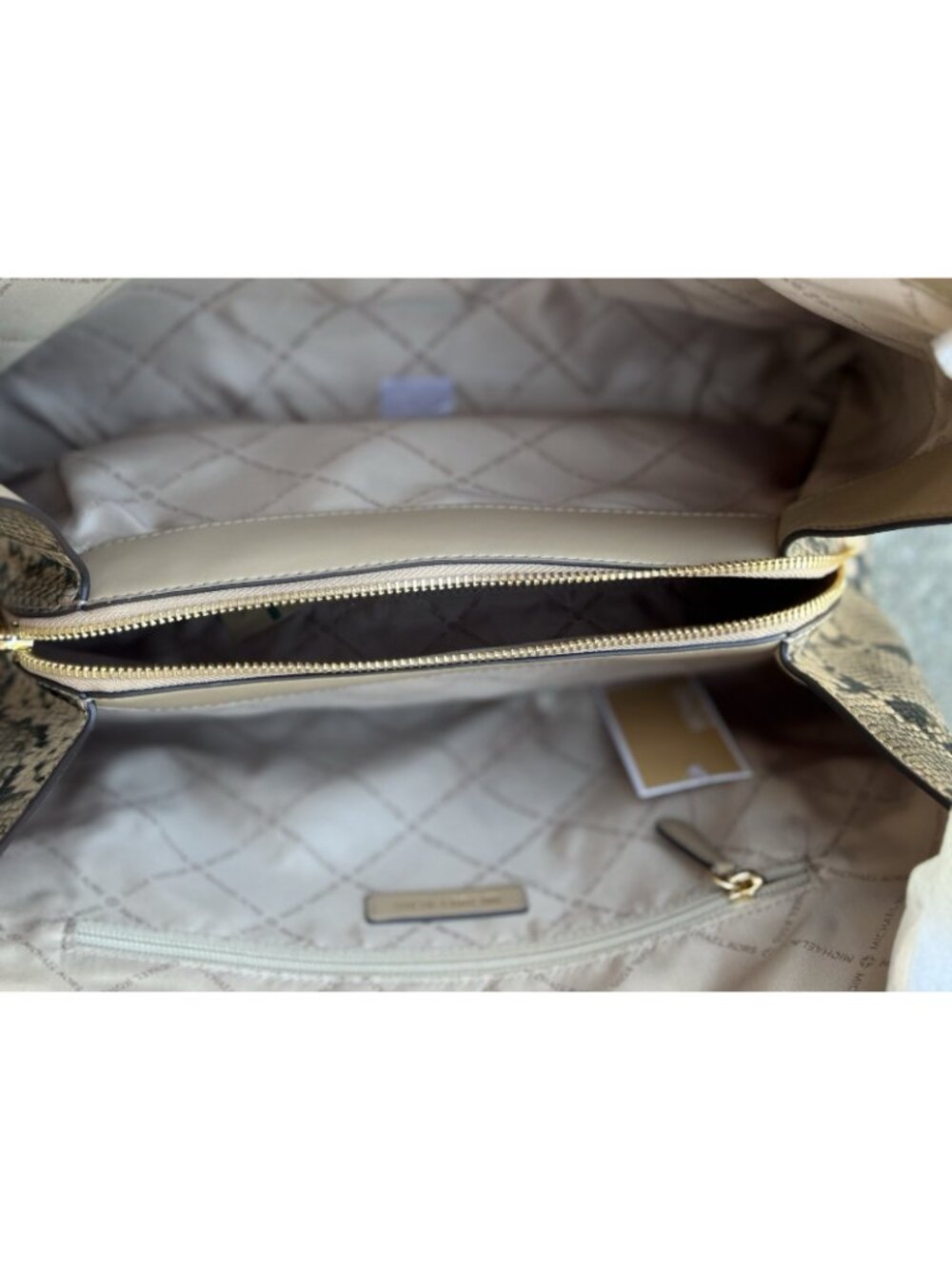 Michael Kors Christina Large Triple Gusset Shoulder Tote Snake Print NWT - Picture 8 of 10